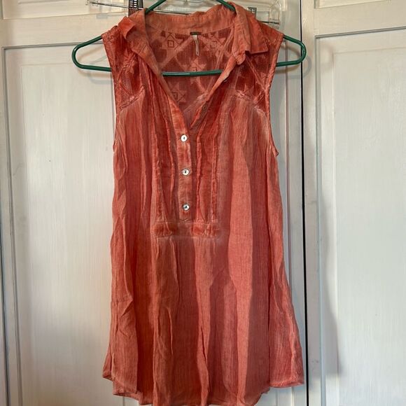Free People Cotton blouse with sheer lace back - Size XS - Picture 1 of 7